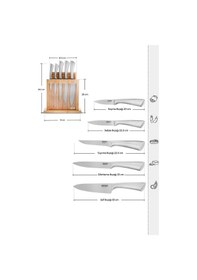 Resim Karaca Samuray Nagoya Vigor Japon Çeliği 7 Parça Bıçak Seti Ve Kesme Tahtası 