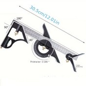 Resim 30.48cm Profesyonel Kalitede Paslanmaz Çelik Açı Kombinasyon Kare Cetveli, Ayarlanabilir 0-180° Çözünürlük, Ahşap İşleme ve Kendin Yap Projeleri için Hassas Ölçüm Aracı, Ahşap İşleme Aracı | Fonksiyonel Düzen | Pas Dirençli Metal, Ahşap İşleme Araçları ve Aksesuarlar 