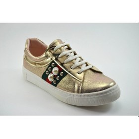 Resim Bayrak Dore Parlak Patik & Filet Günlük Kız Çocuk Ayakkabı Altın 