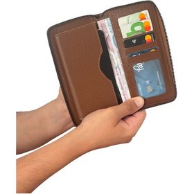 Resim Premium Serisi Lüks Deri Özel Üretim Dikey Telefon Bölmeli Fermuarlı Erkek Cüzdanı Çok Renkli 