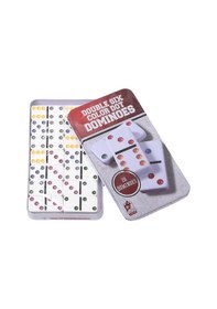 Resim Lüks Metal Kutulu Dayanıklı Melamin Renkli Domino Oyunu Zeka Oyun Seti 28 Parça 6 Çift 