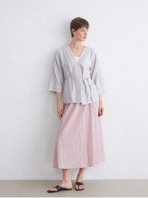 Resim LC Waikiki NEVAVM Farkıyla LCWAIKIKI Classic Gri Şal Yaka Modal Karışımlı Kadın Kimono - S5QH15Z8-CYS 