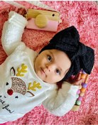 Resim Alya Siyah Esnek Kumaş Çift Fiyonklu Bürümcük Bebek&çocuk Bandana 0-6 Yaş 