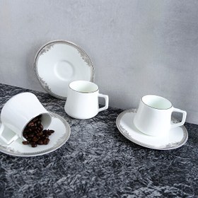 Resim Evaliza Versailles Platin Double 6 Kişilik Kahve Fincan Takımı 130 ML 