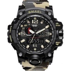 Resim Hanyang 1545B Bej Smael 2021 Erkekler Askeri Izle 50 M Su Geçirmez Kol Saati LED Kuvars Saat Erkek Relogios Masculino Dijital Spor Saatler Erkek (Yurt Dışından) 