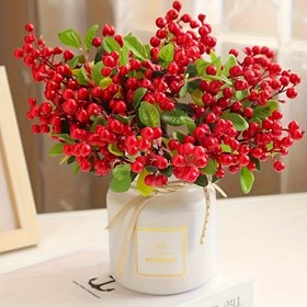 Resim 10 Adet Canlı Yapay Meyve Sapları Seti - Gerçekçi Kaliforniya Yaban Mersini & Kırmızı Meyveler, Bahar Ev Dekoru, Romantik Düğün Merkezleri & Şık Masa Süsleri İçin Mükemmel 