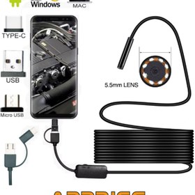 Resim Apprise Endoskop Yılan Kamera 5 Metre 5.5mm (SERT KABLO) 