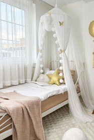 Resim PAMUKA Tül Cibinlik Deluxe Beyaz Bebek Odası Gölgeliği 