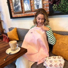 Resim Soft Pembe Pamuk Müslin Emzirme Önlüğü 