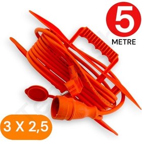 Resim 5 Metre Uzatma Kablosu 3x2,5 Mm Ttr Bakır Kablo Erkek Fiş-dişi Fiş Baskılı Diğer 