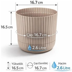 Resim Omnipazar Krs-262 Zeraf Dekoratif Tabaklı Saksı Takımı 2.6 Litre No:2 Bej 