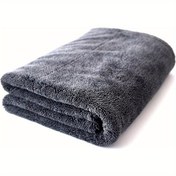 Resim Geniş Premium Mikrofiber Kurulama Havlusu, 1400 GSM, Kenarsız Bükümlü Tasarım, Arabalar, Kamyonetler ve Evler için Tek Geçişli Kurutma, 60.96cm x 91.44cm, Gri 