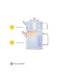 Resim Tobby Luster Brosilikat Çaydanlık 1.1l+1.75l 
