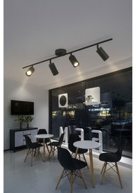 Resim Spoti 4'lü Siyah Renk Gün Işığı Modern Tasarım Salon - Mutfak - Banyo Spot Ledli Sıralı Avize Siyah 