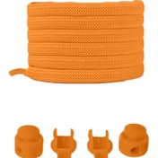 Resim Heel'sUp Turuncu Yassı Akıllı Kilitli Elastik Ayakkabı Bağcık / Elastic Shoelace Orange Flat 