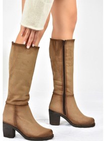 Resim Fox Shoes Vizon Kalın Topuklu Günlük Kadın Çizme C674250302 Vizon 