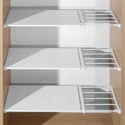 Resim 3 Parça Ayarlanabilir Depolama Rafı Seti - Matkap Gerektirmeyen Genişletilebilir Gardırop, Mutfak ve Banyo Organizatörü | Çoğu Karavan İçin Yer Tasarruflu Uzatılabilir Raf Kiti, Dayanıklı Malzeme, Elektriksiz 