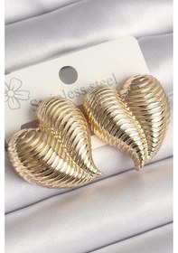 Resim Pirinç Gold Renk İşlemeli Bomba Kalp Model Kadın Küpe Çok Renkli 