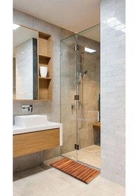 Resim Ahşap Paspas Banyo Paspası Duşakabin Lavabo Kapı Önü Paspas 68x40 Cm Büyük Boy Kahve 
