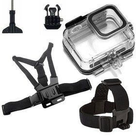 Resim Gopro Hero 8 Housing Kafa Bandı Ve Göğüs Kemeri 5 Parça Set Go208 