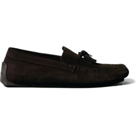 Resim Calvin Klein %100 Dana Süet Kahve Erkek Loafer Drıver Tassels Su 