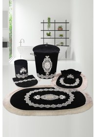 Resim Exclusive Siyah 6'lı Set 3'lü Banyo Kirli Çamaşır Sepeti & 3'lü 