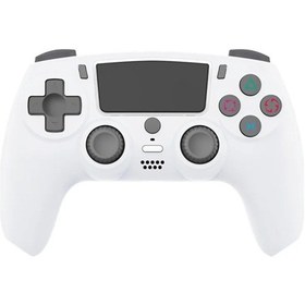 Resim Beyaz Kablosuz Gamepad Bluetooth Denetleyici Çift Titreşim Hiçbir Gecikme Usb Joystick Led Işık Ile Ps4 Ps3 Pc Için Dokunmatik Yüzey Kontrolü 