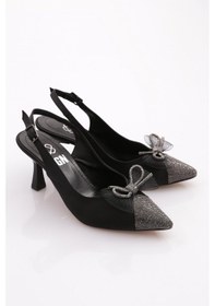 Resim Dgn K929 Kadin Sivri Burun Kurdela Detayli Topuklu Ayakkabi K929-1510-R1671 Siyah 