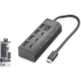 Resim İetop Hdx7057 Type-c 3.2 Gen1 Anahtarlı Hub 7 Port 5 Gbps Siyah 
