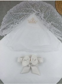 Resim Yenidoğan Kumru Plazma Taçlı Lüks Kundak Bebek Battaniyesi Ekru Çok Renkli 