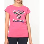 Resim Hummel Triana Kadın Pembe Baskılı Bisiklet Yaka Tişört 