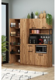 Resim Ervin Kahve Köşesi 4 Sepet Raflı Airfry Kiler Dolabı Çok Amaçlı Atlantik Çam Atlantik Çam 