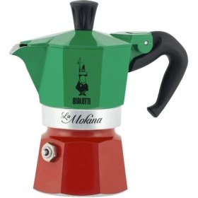 Resim Storemax - Italia: 1 Cup Ocak Üstü Espresso Pişirici - 40ML - Karma Renk - Alüminyum Gövde - Patentli Güvenlik Valfi - Tüm Ocak Türleri Için Uygundur (Indüksiyon Hariç) 
