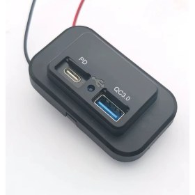 Resim Type-C USB 2 Portlu Araç Şarj Soketi Adaptörü 12V-24V 
