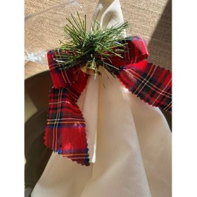 Resim White Alamode Ekose Desenli Peçete Yüzüğü 6'lı Set 