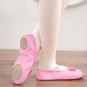 Resim DANSHOW Kız Bale Ayakkabıları Bölünmüş Taban Parlak Düz Dans Ayakkabıları Çocuklar İçin Bale Terlikleri (WX55-08-34) 34 ABL 