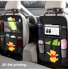 Resim Chuangyinshop Disney Winnie The Pooh Araç Koltuğu Düzenleyici Black Tablet Standlı Çok Cepli Depolama Çantası 