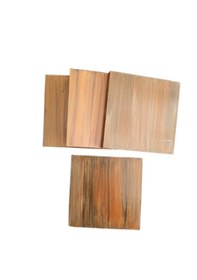 Resim El Yapımı Eskitme Ahşap 4'lü Bardak Altlığı Seti Kahverengi 