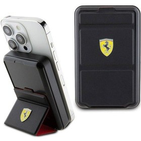 Resim Ferrari Magsafe Şarj Özellikli Powerbank Ferrari 973WP Orjinal Lisanslı Standlı Metal Logolu 10.000MAH Siyah 