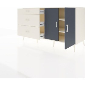 Resim Kronos Konsol 2 Raflı 3 Çekmeceli 2 Kapaklı 176x59x99 Aytaşı-antrasit/aytaşı Antrasıt/aytası - Aytası 
