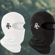 Resim Erkek Nefes Alabilen Balaclava - Şık Siyah ve Beyaz Baskılı Bisiklet Maskesi, Rüzgar Geçirmez Tasarım, Yaz Sporları ve Açık Hava Aktiviteleri için Tam Kapsama Başlık, Ayarlanabilir Başlık 