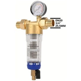 Resim Honeybeeshop Ev Suyu Filtresi Ön Filtre Değişimi Dn20 Basınç Ölçerli Paslanmaz Çelik Örgü Sediman Filtreleme Merkezi Ön Filtre Elektriksiz 