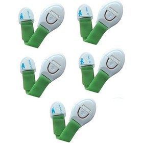 Resim Bebek Çocuk Güvenlik Dolap Çekmece Kilidi Güvenlik Seti-(Cırtlı Kilit Yeşil -5 Adet) Çok Renkli 