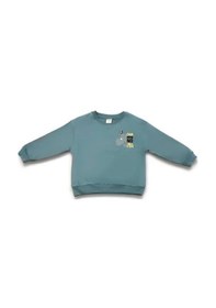 Resim Zekids Erkek Çocuk Cool Rhino Baskılı Pamuklu Sweatshirt-14202 Indigo 