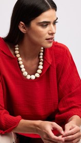 Resim Muslin Unisex Kısa Panço Kırmızı - Kırmızı / Standart 