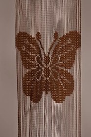 Resim KELEBEK MODEL ACI KAHVE RENK İP PERDE HAZIR DÜĞMELERİ DİKİLMİŞ İP PERDE 300 * 280 cm 