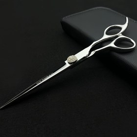 Resim 1 adet Wingsbro 17.78 cm Paslanmaz Çelik Profesyonel Saç Kesme Makası, Düz Kesim Gümüş Elmas Ev Saç Kesme Salonu Berber Profesyonel Makaslar Normal Rahat Dokulu Saçlar için, Sağ El, Kokusuz 