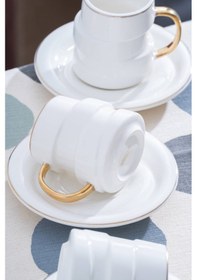 Resim Acar Marlow 6 Kişilik Kahve Fincan Takımı - 90 Ml Beyaz/gold 