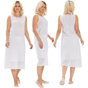 Resim Pamuk Şile Bezi Kombinezon Kadın Kalın Atlet Askılı Uzun Elbise Astarı 3'lü Set Beyaz-beyaz-beyaz Byz/by/byz-beyaz-beyaz-beyaz Beyaz 
