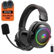 Resim GameBooster WBH44 RGB Wireless 2.4G+BT Siyah Oyuncu Kulaklığı 